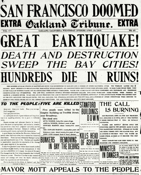 Nugget #66 B 1906 S.F. quake headline pg 1sized