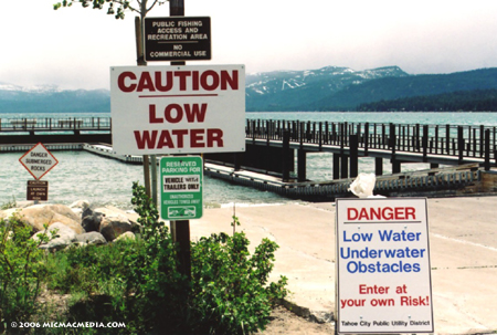 Nugget #69 E Danger low water signs Tahoe 2005